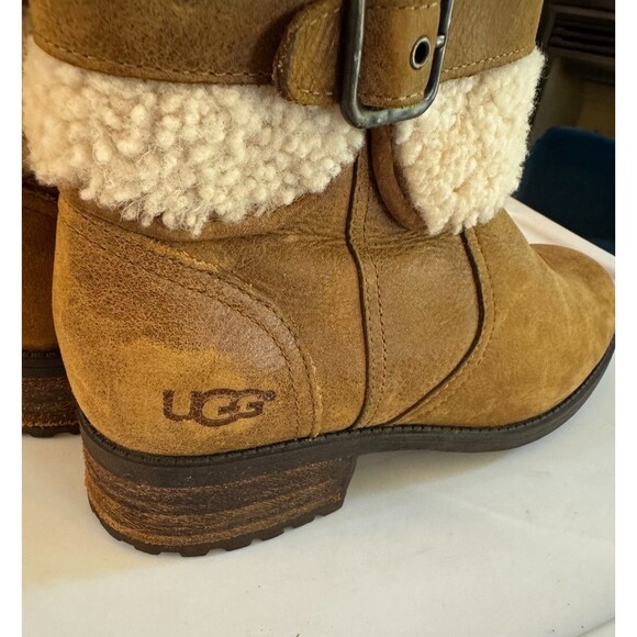 Ugg Blayre II Women Short Brown Boots US 7.5 Leather Wool Water Resistant Warm - Picture 12 of 13